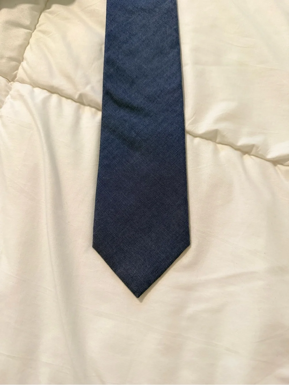 Tommy Hilfiger Men’s Necktie Classic Solid Navy Blue 100% Cotton Designer Tie